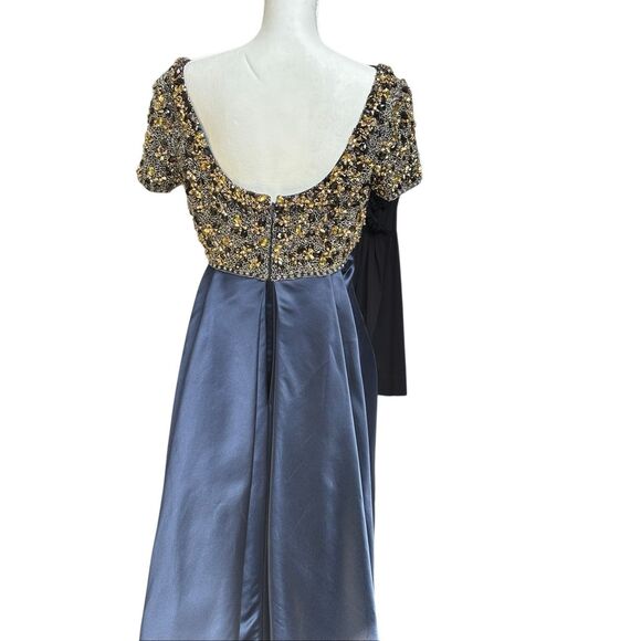 Marchesa Navy Beaded Evening Gown - Picture 8 of 16